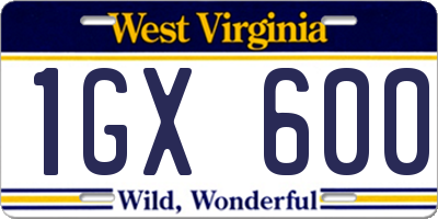 WV license plate 1GX600