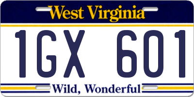 WV license plate 1GX601
