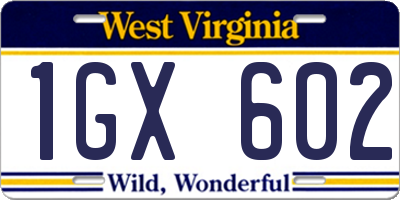 WV license plate 1GX602