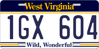 WV license plate 1GX604