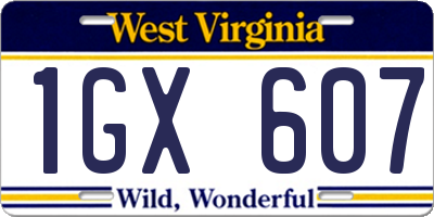 WV license plate 1GX607