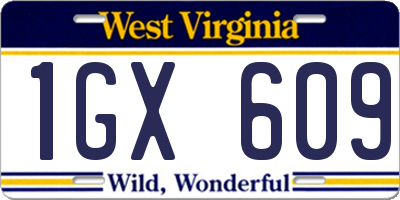 WV license plate 1GX609