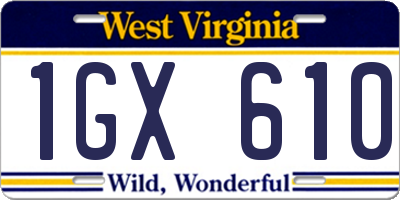 WV license plate 1GX610