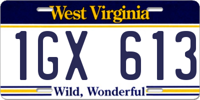 WV license plate 1GX613