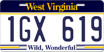 WV license plate 1GX619