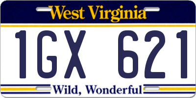 WV license plate 1GX621