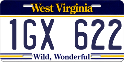 WV license plate 1GX622