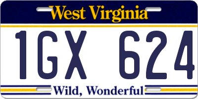 WV license plate 1GX624