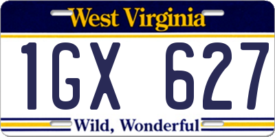 WV license plate 1GX627