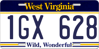 WV license plate 1GX628