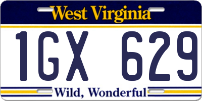 WV license plate 1GX629