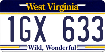 WV license plate 1GX633