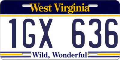 WV license plate 1GX636