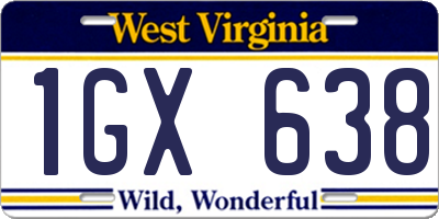 WV license plate 1GX638