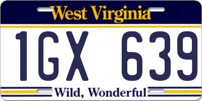 WV license plate 1GX639