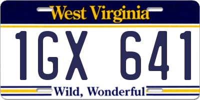 WV license plate 1GX641