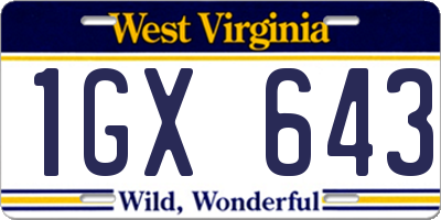 WV license plate 1GX643