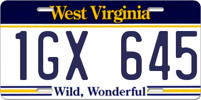 WV license plate 1GX645