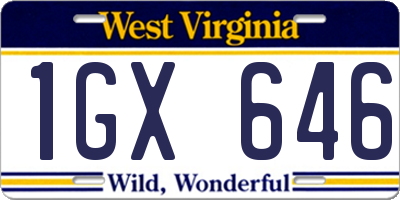 WV license plate 1GX646