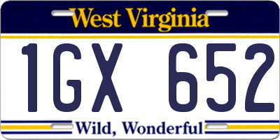 WV license plate 1GX652