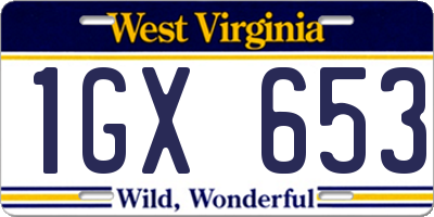 WV license plate 1GX653