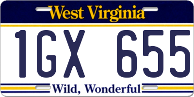 WV license plate 1GX655