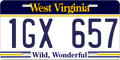 WV license plate 1GX657