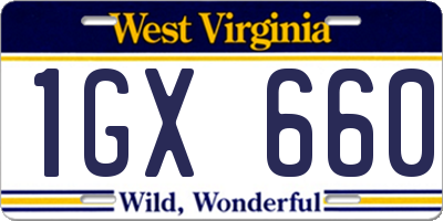 WV license plate 1GX660
