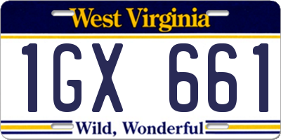WV license plate 1GX661