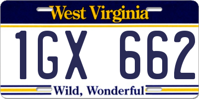 WV license plate 1GX662