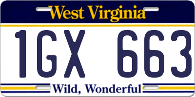 WV license plate 1GX663