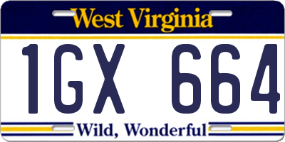 WV license plate 1GX664
