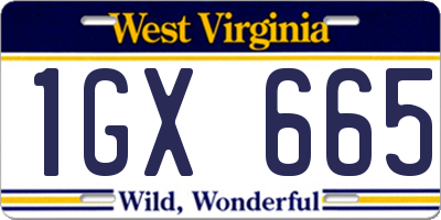 WV license plate 1GX665