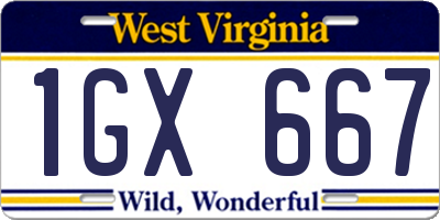 WV license plate 1GX667
