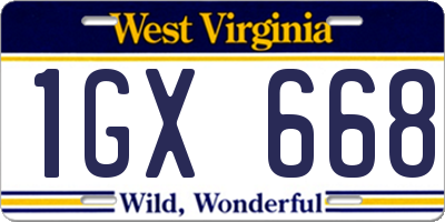 WV license plate 1GX668