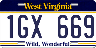WV license plate 1GX669