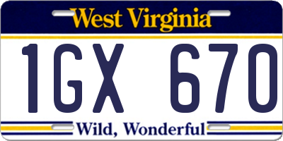 WV license plate 1GX670