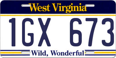 WV license plate 1GX673
