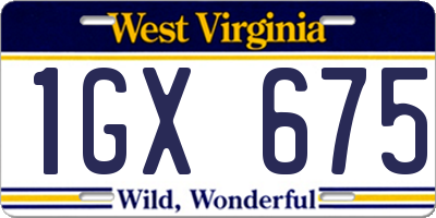 WV license plate 1GX675