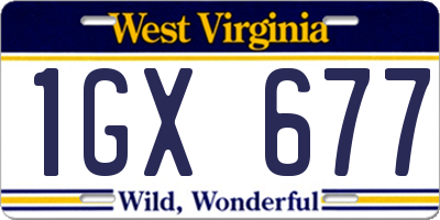 WV license plate 1GX677