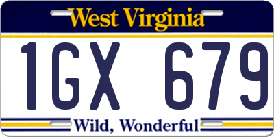 WV license plate 1GX679