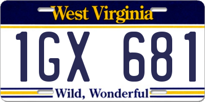 WV license plate 1GX681