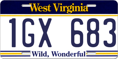 WV license plate 1GX683