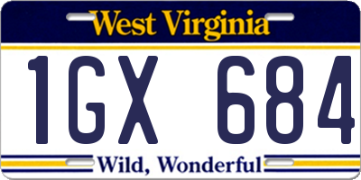 WV license plate 1GX684