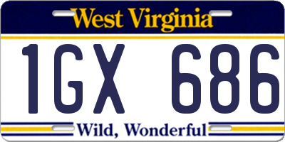 WV license plate 1GX686