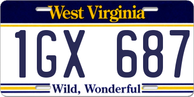 WV license plate 1GX687