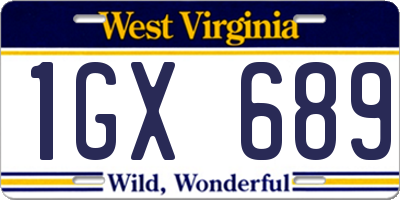 WV license plate 1GX689
