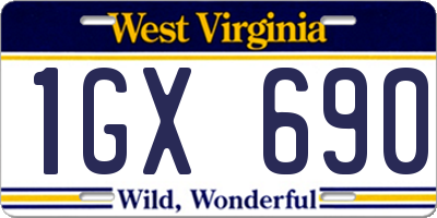 WV license plate 1GX690
