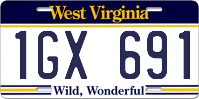 WV license plate 1GX691