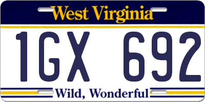 WV license plate 1GX692